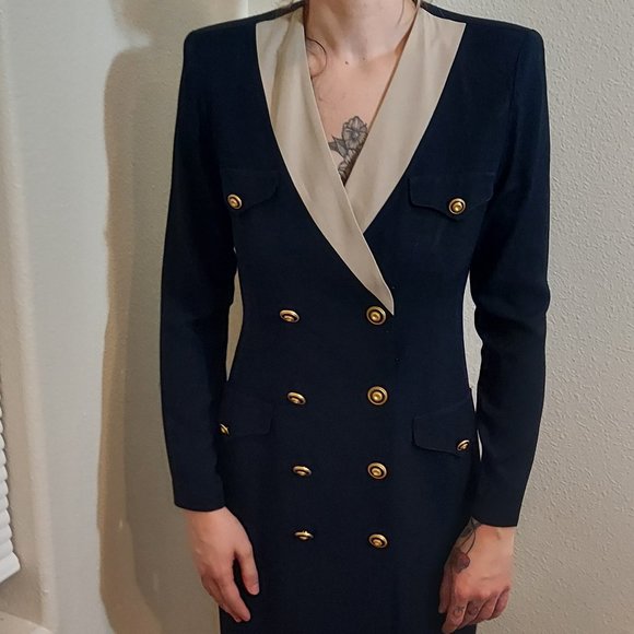 Vintage Danny and Nicole NY Double Breast Business Dress, Size S. - Picture 1 of 11